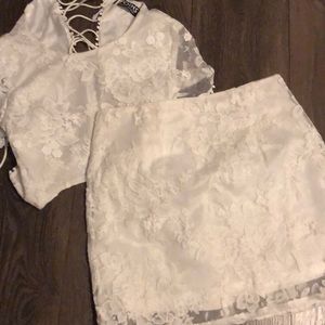 Two Piece White Lace Set
